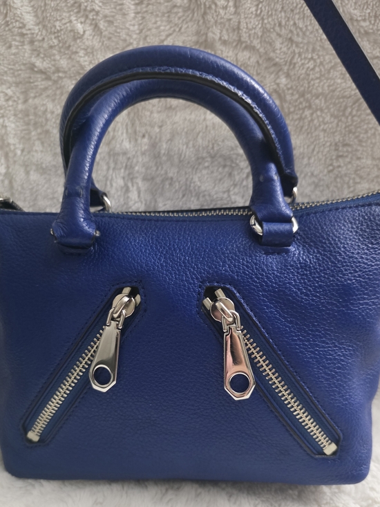 Rebecca Minkoff Handbags - Rebecca Minkoff Cobalt Blue & Silver Micro Moto Satchel & Crossbody Purse Bag